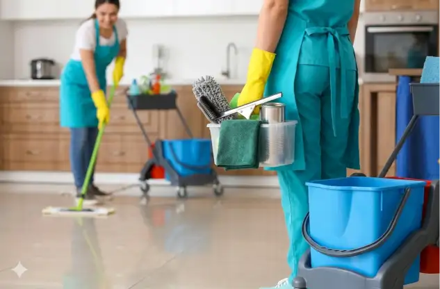 Residential cleaning team at work