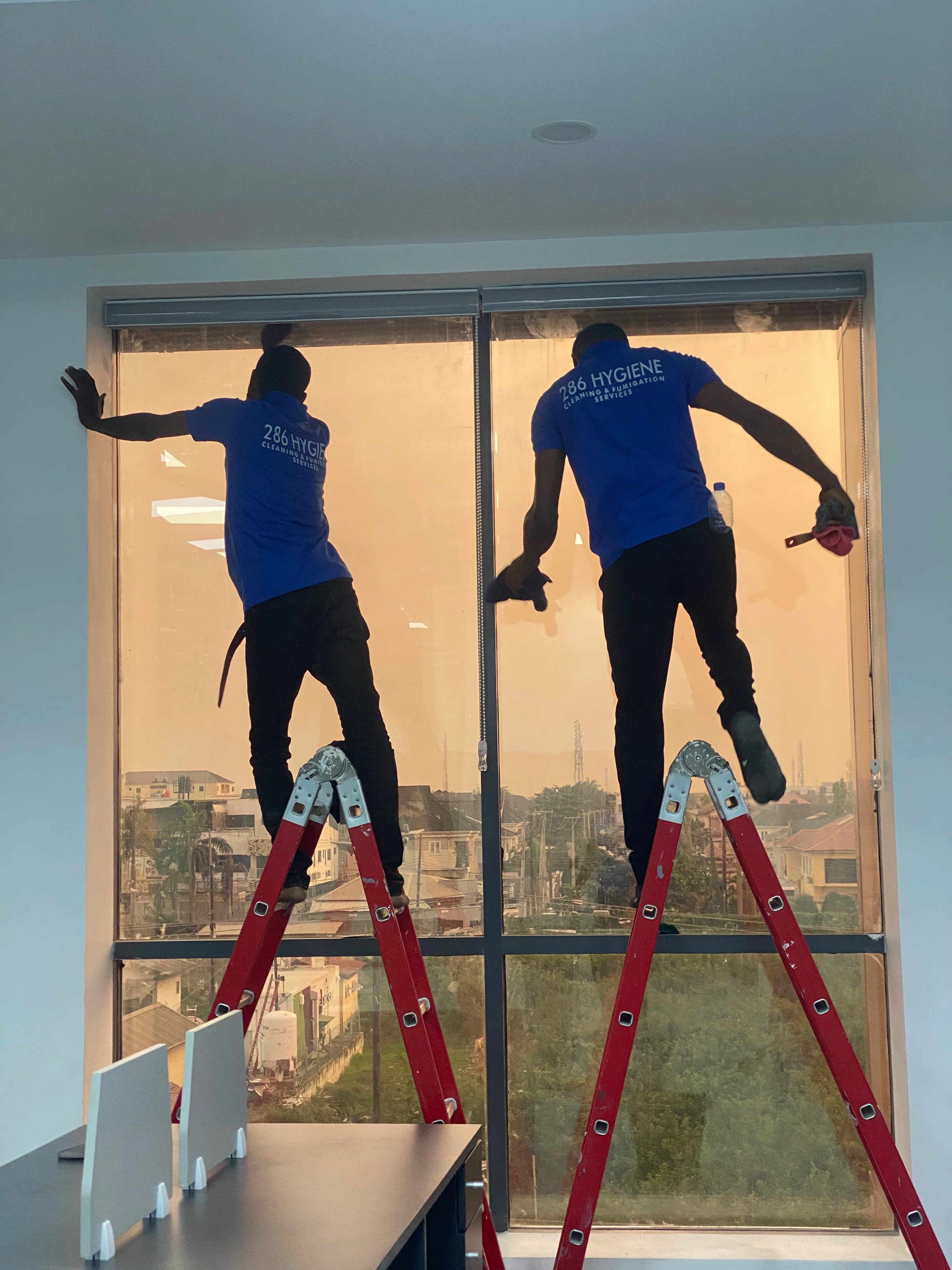 Post construction cleaning team at work