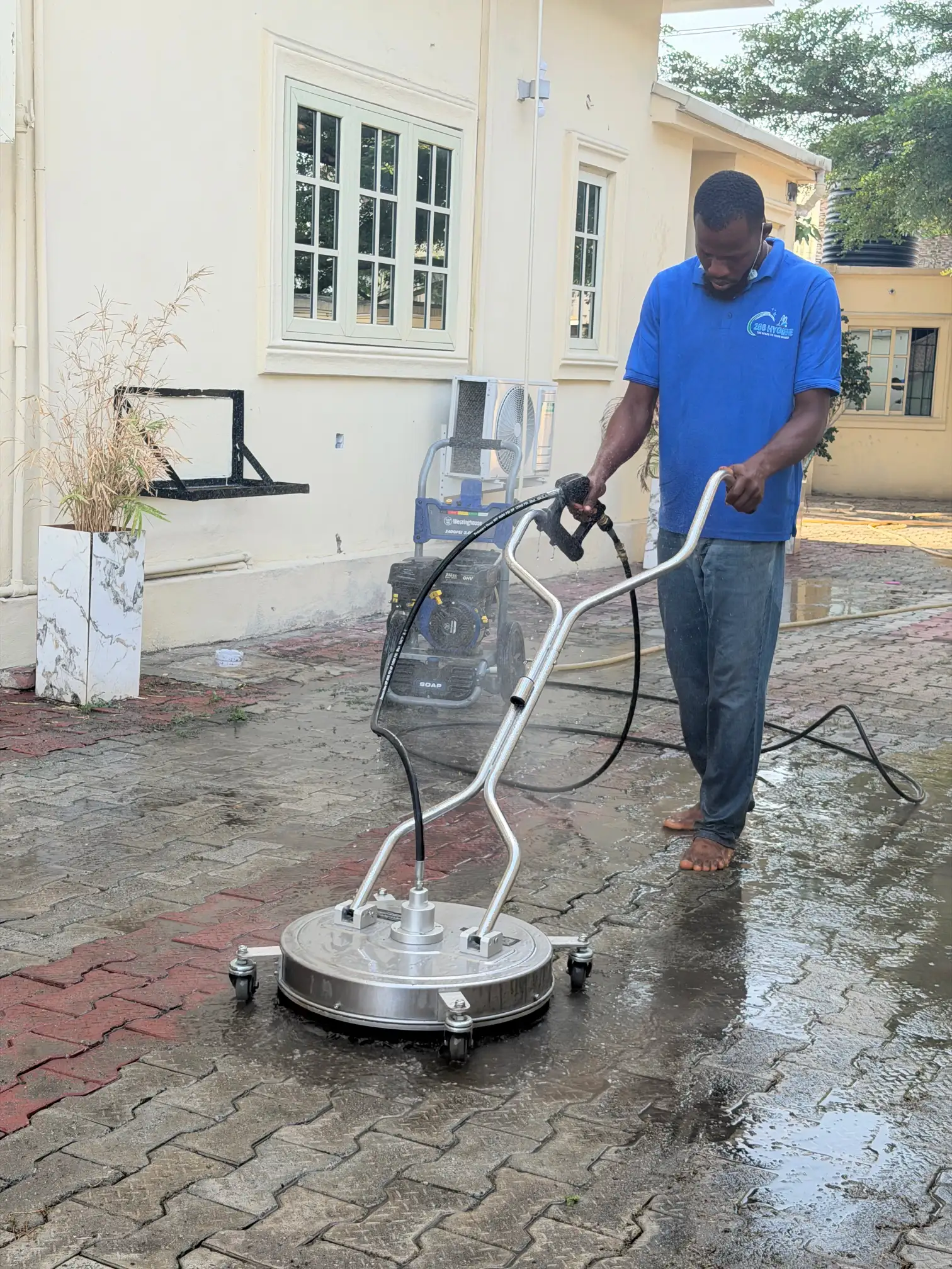 Pressure washing or intensive surface cleaning service